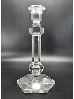 Vintage Crystal Hexagonal Candlestick Holder Val St Lambert Gardenia Lead JE3813